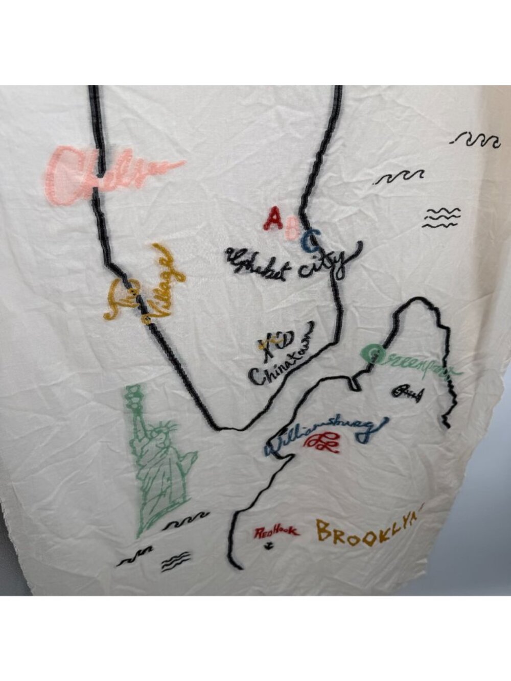 Madewell Subway Graffiti Map Scarf New York City Neighborhoods 69 1/4" X 34"W - Picture 4 of 9